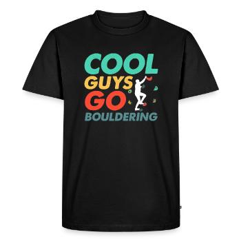 Cool Guys Go Bouldering Climbing Boulder - Men's Premium Organic T-Shirt - black - Front - Nico (187cm)