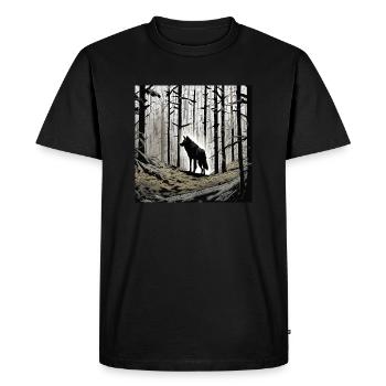 Loup dans la forêt lugubre - T-shirt Premium bio Homme - noir - Devant - Nico (187cm)