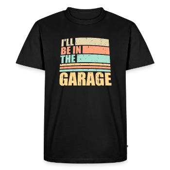 Je serai dans le garage blague drôle de mécanicien de voiture - T-shirt Premium bio Homme - noir - Devant - Nico (187cm)