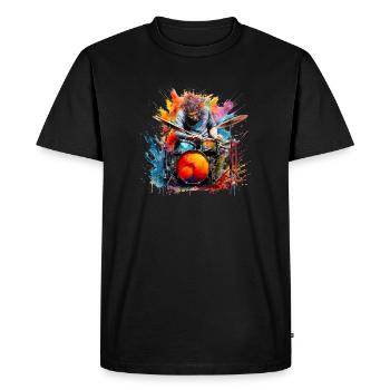 Le batteur doit avoir le sens du rythme - T-shirt Premium bio Homme - noir - Devant - Nico (187cm)