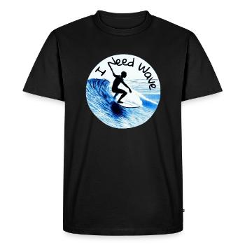 I need a wave - surfer on a board - Men's Premium Organic T-Shirt - black - Front - Nico (187cm)