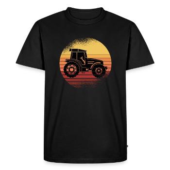 Tracteur, Rétro, Coucher De Soleil, Agriculteur, Agriculteur - T-shirt Premium bio Homme - noir - Devant - Nico (187cm)