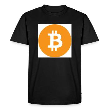 Bitcoin Logo White Background - T-shirt Premium bio Homme - noir - Devant - Nico (187cm)