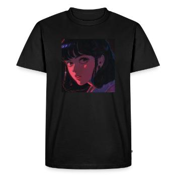Impression de mode de haute qualité de fille anime des années 80 - T-shirt Premium bio Homme - noir - Devant - Nico (187cm)