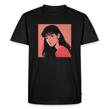 Impression de mode de haute qualité de fille anime des années 80 - T-shirt Premium bio Homme - noir - Devant - Nico (187cm)