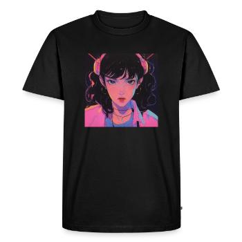 Impression de mode de haute qualité de fille anime des années 80 - T-shirt Premium bio Homme - noir - Devant - Nico (187cm)