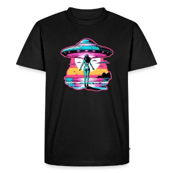 Rencontre extraterrestre à la plage. - T-shirt Premium bio Homme - noir - Devant - Nico (187cm)