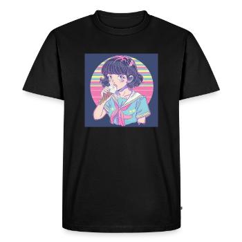 Impression de mode de haute qualité de fille anime des années 80 - T-shirt Premium bio Homme - noir - Devant - Nico (187cm)