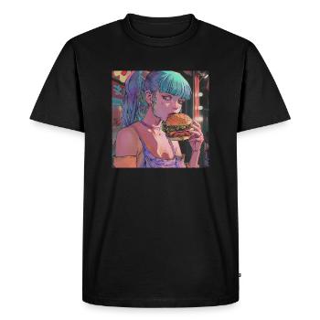 Impression de mode de haute qualité de fille anime des années 80 - T-shirt Premium bio Homme - noir - Devant - Nico (187cm)