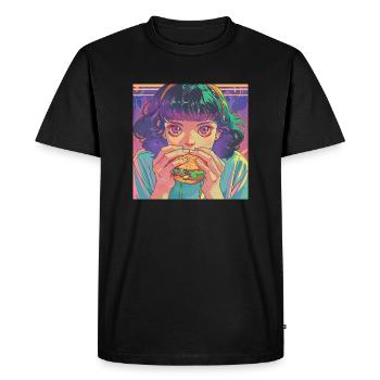 des années 80 anime fille calmant impression de mode de haute qualité - T-shirt Premium bio Homme - noir - Devant - Nico (187cm)