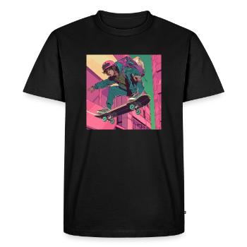 Années 80 Anime Guy Calmant Impression de mode de haute qualité - T-shirt Premium bio Homme - noir - Devant - Nico (187cm)