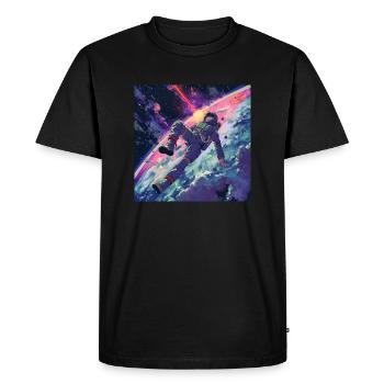 Années 80 Anime Guy Calmant Impression de mode de haute qualité - T-shirt Premium bio Homme - noir - Devant - Nico (187cm)