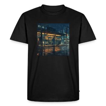 Années 80 Anime Guy Calmant Impression de mode de haute qualité - T-shirt Premium bio Homme - noir - Devant - Nico (187cm)