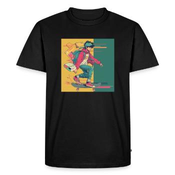 Années 80 Anime Guy Calmant Impression de mode de haute qualité - T-shirt Premium bio Homme - noir - Devant - Nico (187cm)