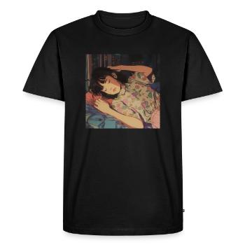 Impression de mode de haute qualité de fille anime des années 80 - T-shirt Premium bio Homme - noir - Devant - Nico (187cm)