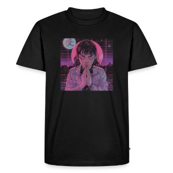 Impression de mode de haute qualité de fille anime des années 80 - T-shirt Premium bio Homme - noir - Devant - Nico (187cm)