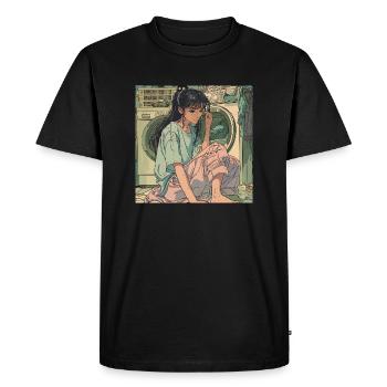 Impression de mode de haute qualité de fille anime des années 80 - T-shirt Premium bio Homme - noir - Devant - Nico (187cm)