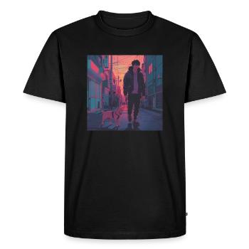 Années 80 Anime Guy Calmant Impression de mode de haute qualité - T-shirt Premium bio Homme - noir - Devant - Nico (187cm)