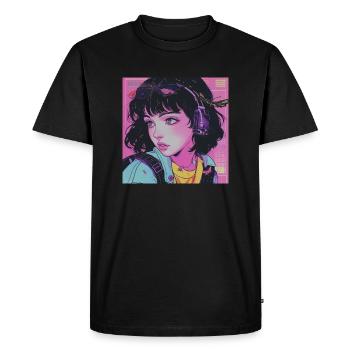 Impression de mode de haute qualité de fille anime des années 80 - T-shirt Premium bio Homme - noir - Devant - Nico (187cm)