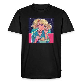 Impression de mode de haute qualité de fille anime des années 80 - T-shirt Premium bio Homme - noir - Devant - Nico (187cm)