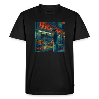 80s anime teen calming high quality fashion print - Men's Premium Organic T-Shirt - black - Front - Nico (187cm)