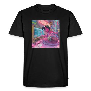 80s anime teen calming high quality fashion print - Men's Premium Organic T-Shirt - black - Front - Nico (187cm)