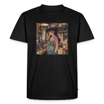 80s anime teen calming high quality fashion print - Men's Premium Organic T-Shirt - black - Front - Nico (187cm)