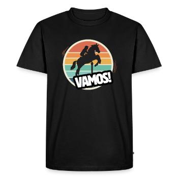 Vamos canoë équitation saut d’obstacles rétro - T-shirt Premium bio Homme - noir - Devant - Nico (187cm)