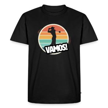 Vamos golf rétro - T-shirt Premium bio Homme - noir - Devant - Nico (187cm)