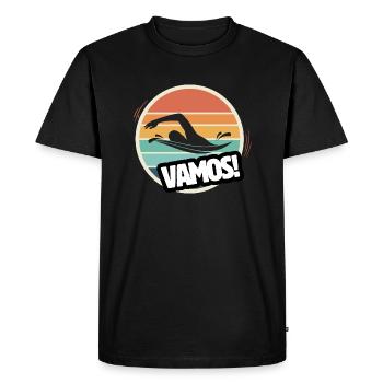 Vamos natation rétro - T-shirt Premium bio Homme - noir - Devant - Nico (187cm)
