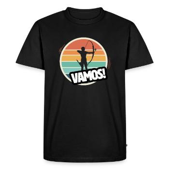 Vamos tir à l’arc rétro - T-shirt Premium bio Homme - noir - Devant - Nico (187cm)