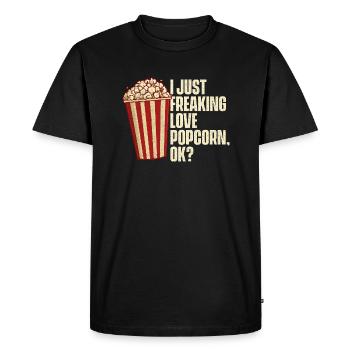 I Just Freaking Love Popcorn - Popped Corn Kernel - Men's Premium Organic T-Shirt - black - Front - Nico (187cm)