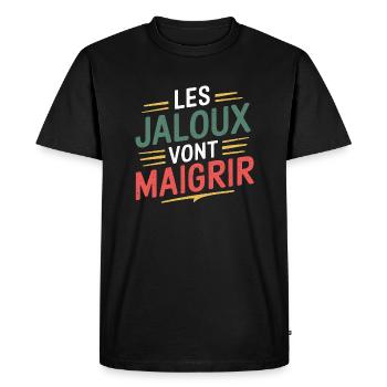 Les jaloux vont maigrir - T-shirt Premium bio Homme - noir - Devant - Nico (187cm)