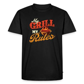 My Grill My Rules - BBQ Pitmaster Grilling Humor - Men's Premium Organic T-Shirt - black - Front - Nico (187cm)