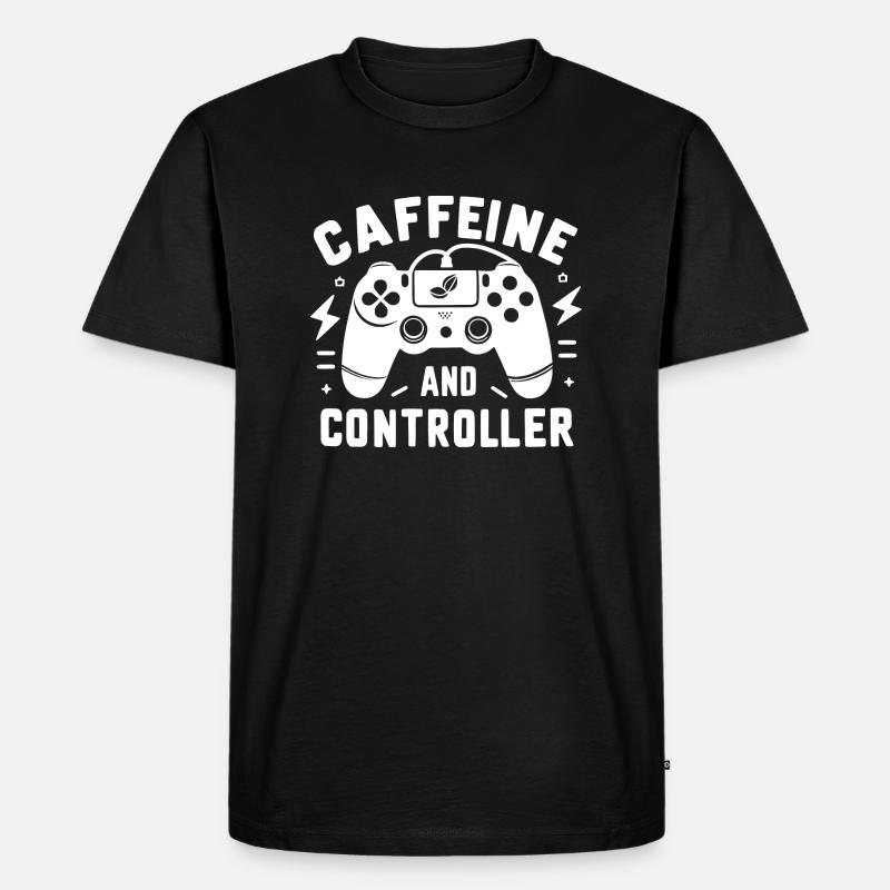 Koffein und Controller - Männer Premium Bio T-Shirt - Schwarz