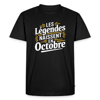 Les légendes naissent en octobre - T-shirt Premium bio Homme - noir - Devant - Nico (187cm)