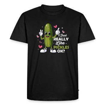 I Just Really Like Pickles, Ok? Cucumber Vegan Pic - Men's Premium Organic T-Shirt - black - Front - Nico (187cm)