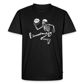 squelette jouant au basket - T-shirt Premium bio Homme - noir - Devant - Nico (187cm)