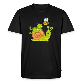 L’abeille heureuse, la grenouille verte et l’escargot sont les meilleurs amis - T-shirt Premium bio Homme - noir - Devant - Nico (187cm)