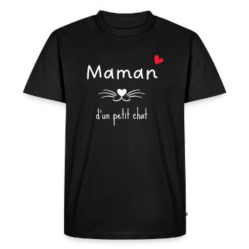 Maman d’un petit chat - assorti petit bébé - T-shirt Premium bio Homme - noir - Devant - Nico (187cm)