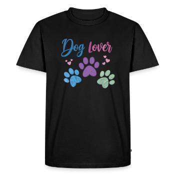 Amoureux des chiens - patte de chien - T-shirt Premium bio Homme - noir - Devant - Nico (187cm)