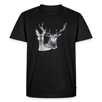 Chevreuil et Cerf - T-shirt Premium bio Homme - noir - Devant - Nico (187cm)