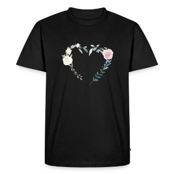 Heart flowers personalizable - Men's Premium Organic T-Shirt - black - Front - Nico (187cm)