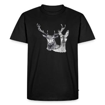 Cerfs et biches - T-shirt Premium bio Homme - noir - Devant - Nico (187cm)