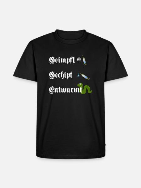 Geimpft/Gechipt/Entwurmt - Männer Premium Bio T-Shirt - Schwarz