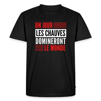 Un jour les chauves domineront le monde - T-shirt Premium bio Homme - noir - Devant - Nico (187cm)