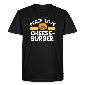 cheeseburger d’amour de la paix - T-shirt Premium bio Homme - noir - Devant - Nico (187cm)