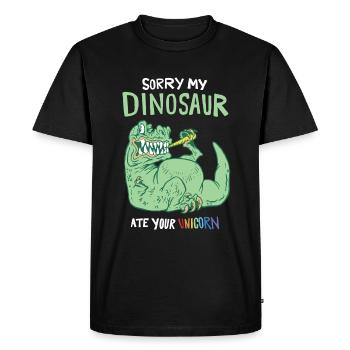 Sorry My Dinosaur Ate Your Unicorn - Men's Premium Organic T-Shirt - black - Front - Nico (187cm)