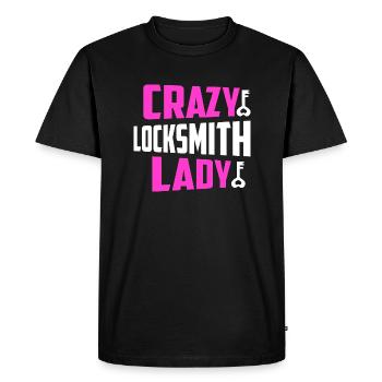 Crazy Locksmith Lady Lockpicker Woman - Men's Premium Organic T-Shirt - black - Front - Nico (187cm)