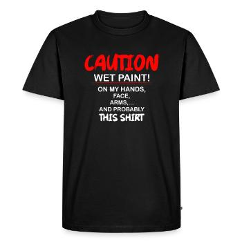 Attention peinture humide! Emploi de peintre professionnel - T-shirt Premium bio Homme - noir - Devant - Nico (187cm)